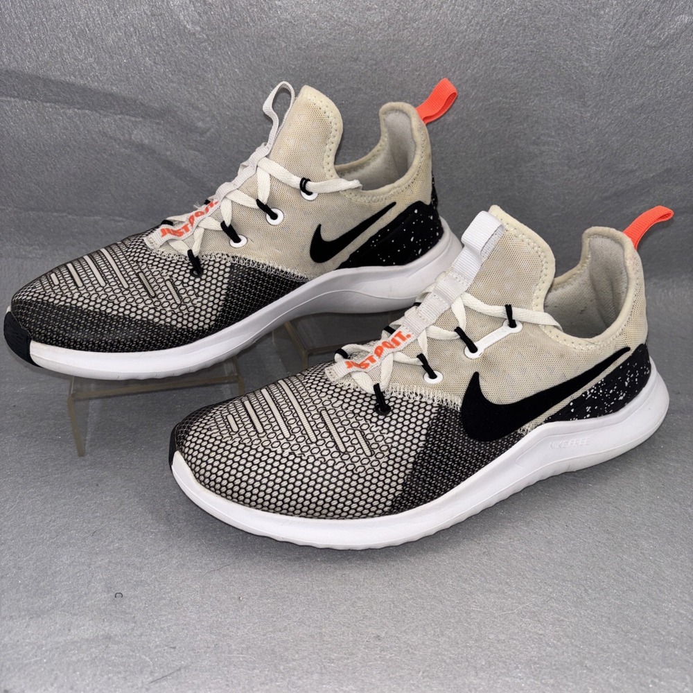 Nike Free TR 8 942888-101 White Black Total Crimson Trainers Women's US 8.5 EUC